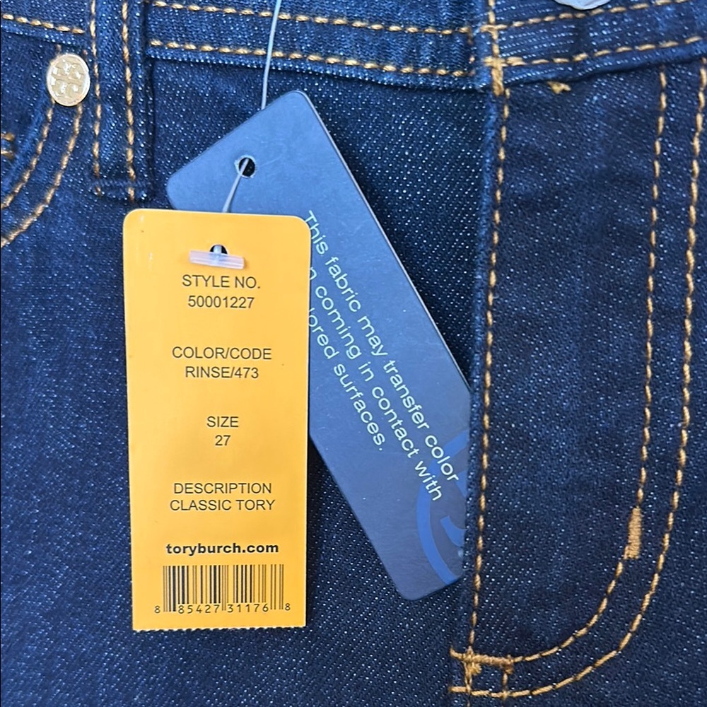 Tory Burch Blue Boot Cut Jeans with Gold Accents - Picture 4 of 10